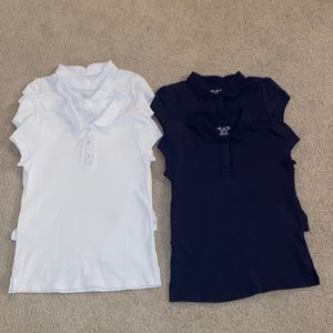 The Children’s Place Girls Short Sleeve Ruffle Pique School Uniform Polos